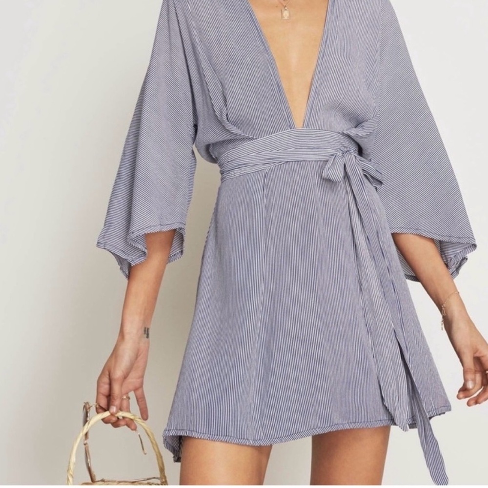 Faithfull the Brand Blue Striped Dress